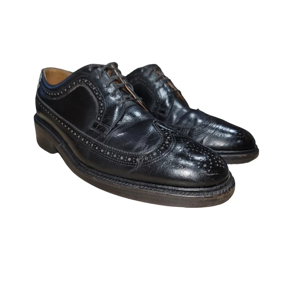 VTG 60s Executive Imperials O'Sullivan Black Leather Oxford Wingtip shoes Sz 8 D